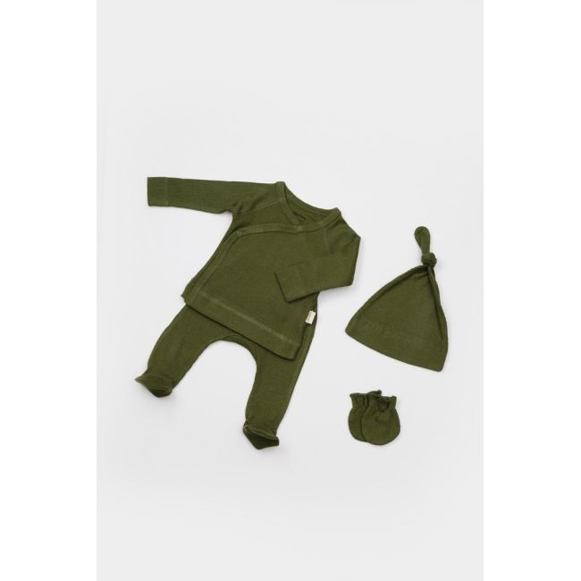 Cutie 4 piese pentru nou nascut - 100% bumbac organic - Verde, BabyCosy JEMBC-CSYM26505