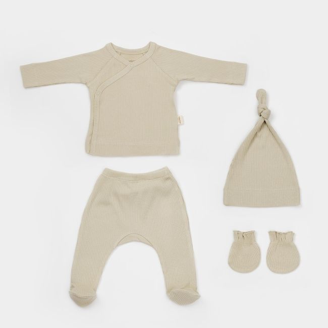 Cutie 4 piese pentru nou nascut - 100% bumbac organic - Verde pal, BabyCosy JEMBC-CSYM26502