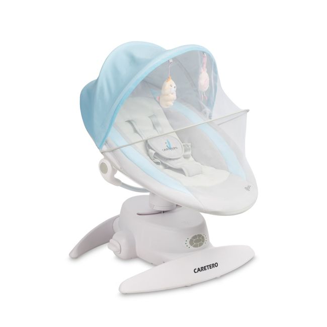 Leagan electric rotativ 360⁰ cu telecomanda, melodii, sunete, senzor de mișcare și inclinare reglabila Caretero OPTI Albastru PMICTERO-8006