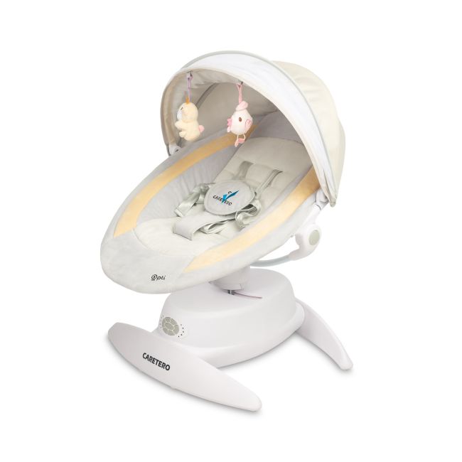 Leagan electric rotativ 360⁰ cu telecomanda, melodii, sunete, senzor de mișcare și inclinare reglabila Caretero OPTI Bej PMICTERO-8005