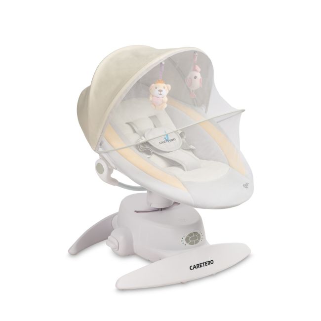 Leagan electric rotativ 360⁰ cu telecomanda, melodii, sunete, senzor de mișcare și inclinare reglabila Caretero OPTI Bej PMICTERO-8005