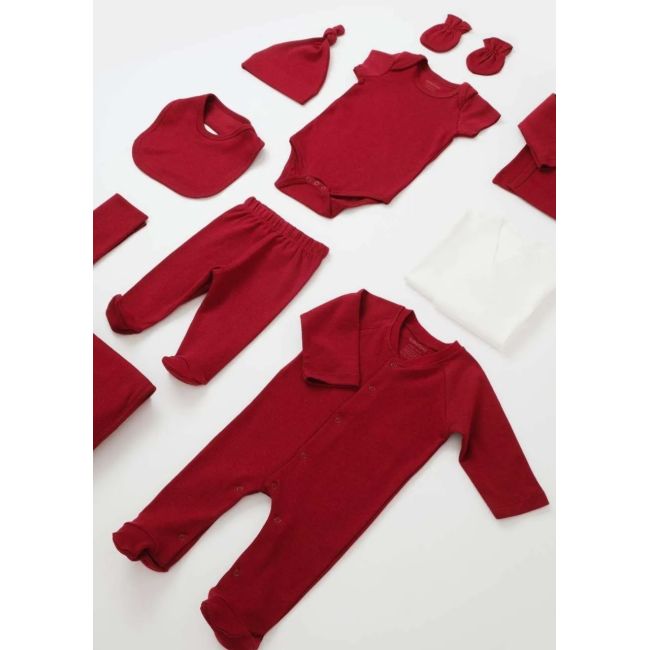 Set de 10 piese pentru nou nascut - 100% bumbac organic - Rosu, BabyCosy JEMBC-CSY5111