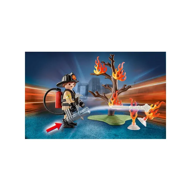 Playmobil - Set Portabil Pompier Si Catel ARTPM70310