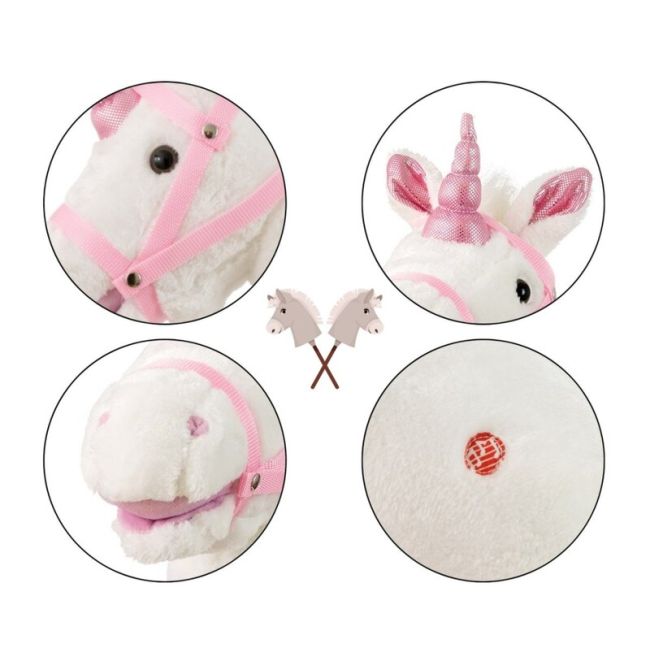 Calut de jucarie cu miscare si sunete, Hobby Horse, White, Milly Mally EKDmm7324