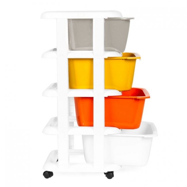 Raft pe roti cu 4 compartimente pentru depozitarea jucariilor modernhome - multicolor edeedipjjcbs0012-04a