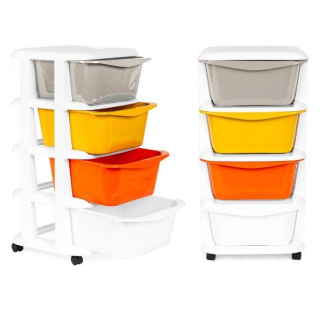 Raft pe roti cu 4 compartimente pentru depozitarea jucariilor modernhome - multicolor edeedipjjcbs0012-04a