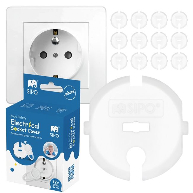 Set 12 capace de protectie pentru prize cu impamantare, cu doua cheite, SIPO EKDSBS-F20