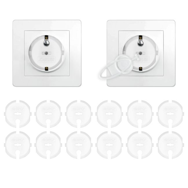 Set 12 capace de protectie pentru prize cu impamantare, cu doua cheite, SIPO EKDSBS-F20