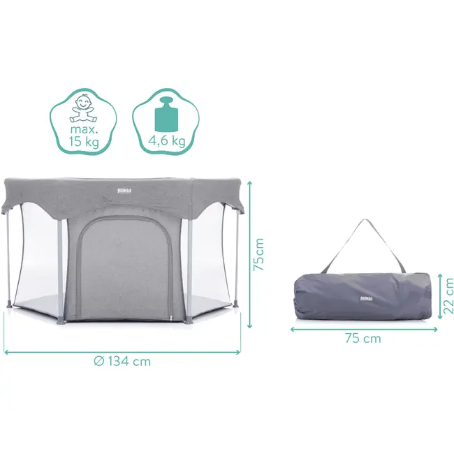 Tarc pentru copii hexagonal pliabil  136x75 cm Atena Fillikid