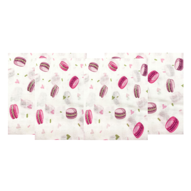 Lavete din muselina 4 buc,  40x40 cm, macarons pink Kreis Design