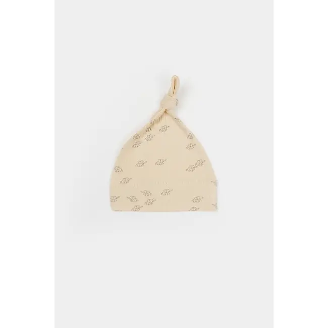 Set 3 piese:bluza, pantaloni si caciulita Printed, BabyCosy, 50% modal+50% bumbac, Stone (Marime: 3-6 Luni) JEMBC-CSYM25504-3