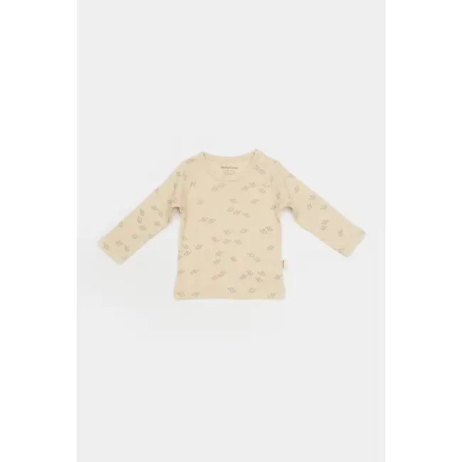 Set 3 piese:bluza, pantaloni si caciulita Printed, BabyCosy, 50% modal+50% bumbac, Stone (Marime: 3-6 Luni) JEMBC-CSYM25504-3