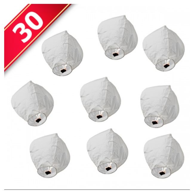 Lampioane zburatoare albe - LPZ-lw Set 30 bucati