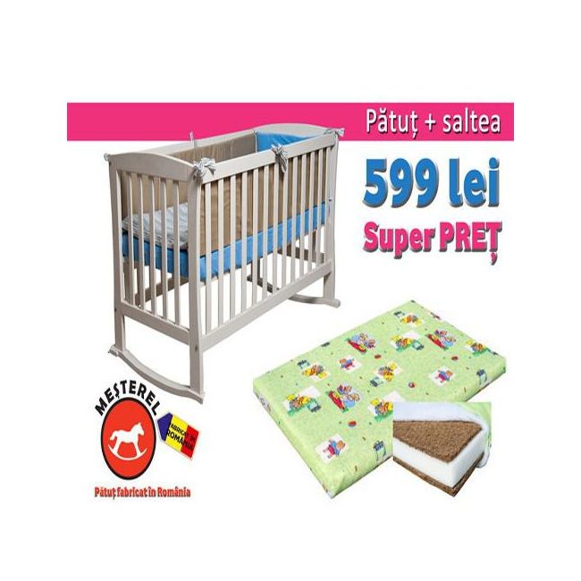 Pachet promotional patut balansoar Mos Ene si saltea cocos-burete-cocos - MES042