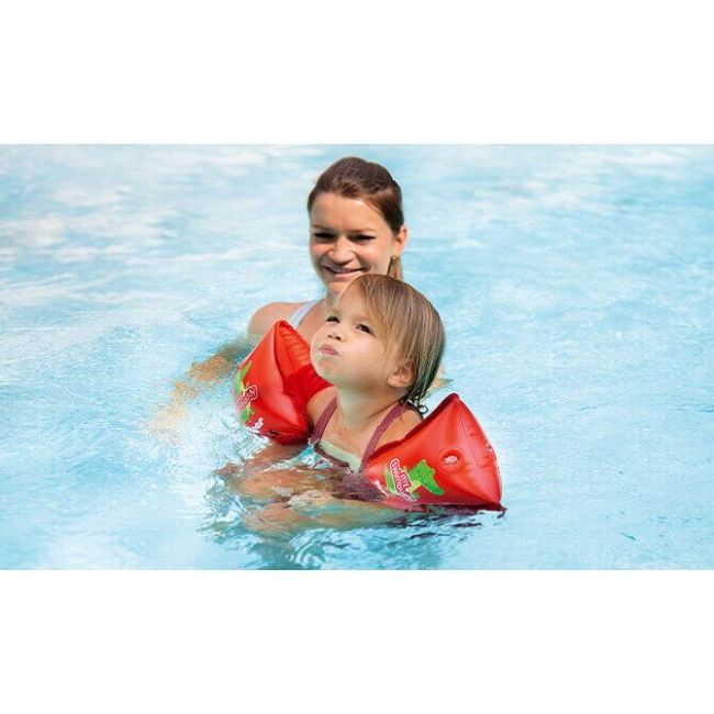 Aripioare de inot pentru copii, cu insertie din material moale, 11–30kg (1-6 ani), rosu, Reer MySwimBuddy Armbands, 66024