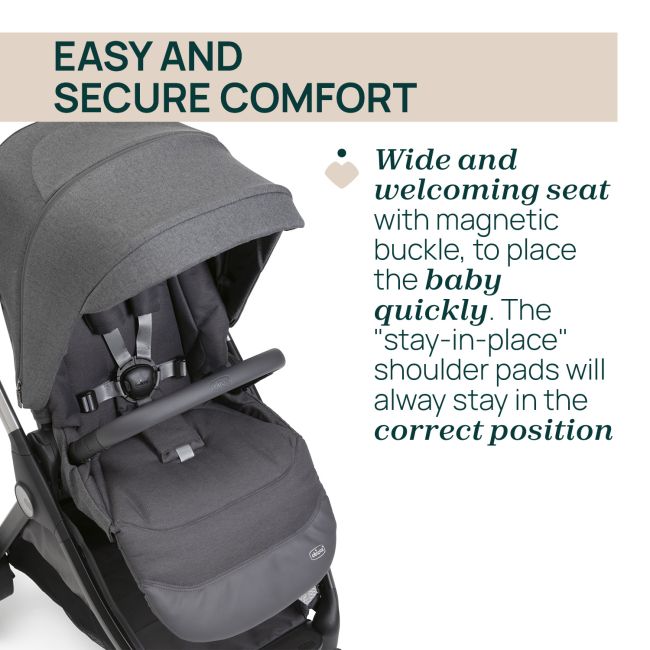 Carucior copii 3 in 1 Chicco Bellagio, Black Satin (gri inchis), 0luni+ CHC8713645+8713745+8714645-8