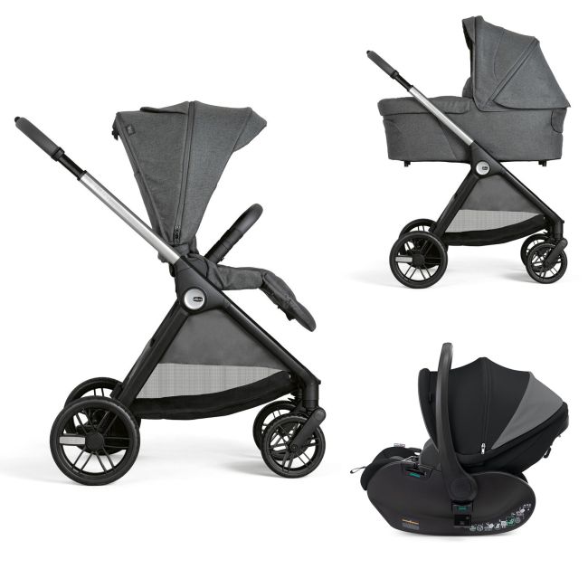 Carucior copii 3 in 1 Chicco Bellagio, Black Satin (negru), First Seat Recline, 0luni+ CHC8713645+8713745+8710045-8