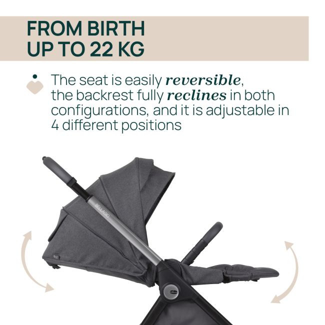 Carucior copii 3 in 1 Chicco Bellagio, Black Satin (negru), First Seat Recline, 0luni+ CHC8713645+8713745+8710045-8