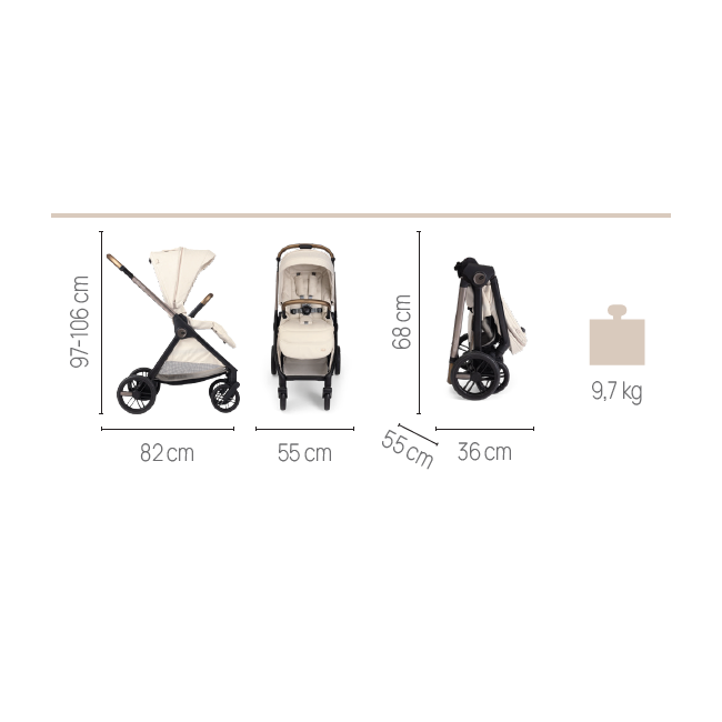 Carucior copii 3 in 1 Chicco Bellagio, Lunar Rock (gri deschis), 0luni+ CHC8713640+8713740+8714640-8