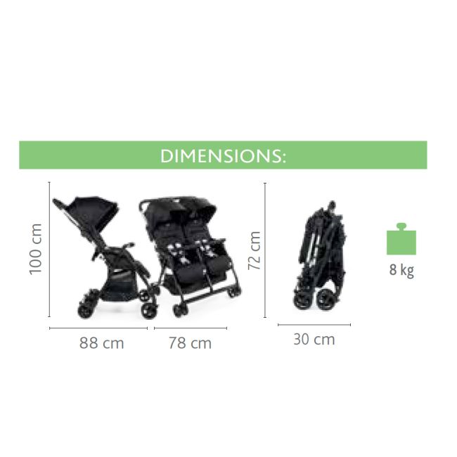 Carucior gemeni Chicco Ohlala, Black Night (Negru), 0luni+ CHC79279-8_BLACK NIGHT