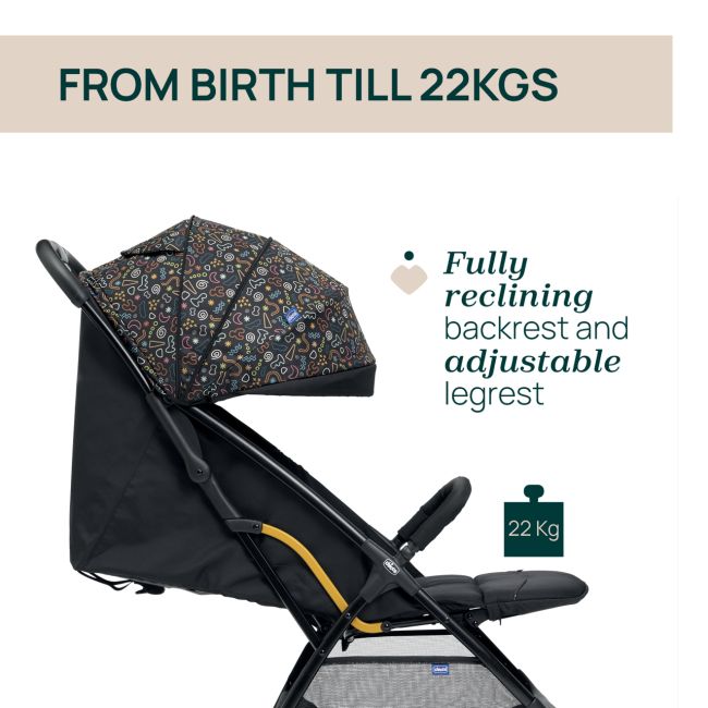 Carucior sport Chicco Glee, PlayFulBlack (Negru), 0luni+ CHC87068-8_PLAYFUL BLACK