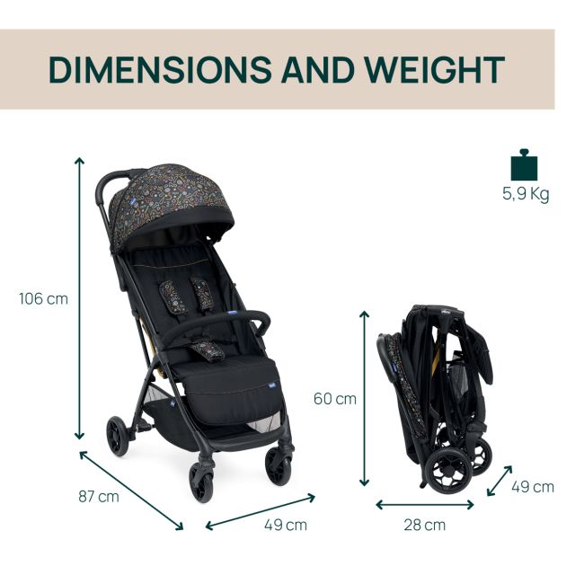 Carucior sport Chicco Glee, PlayFulBlack (Negru), 0luni+ CHC87068-8_PLAYFUL BLACK