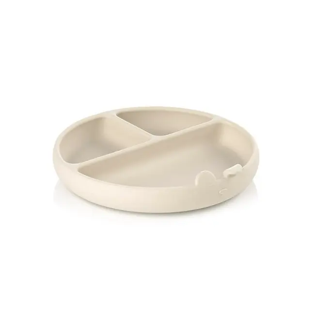 Farfurie BLW, Din silicon, Cu ventuze, 17 x 17 x 4 cm, BPA Free, Sand BYN8420421089521