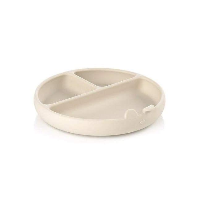 Farfurie BLW, Din silicon, Cu ventuze, 17 x 17 x 4 cm, BPA Free, Sand BYN8420421089521
