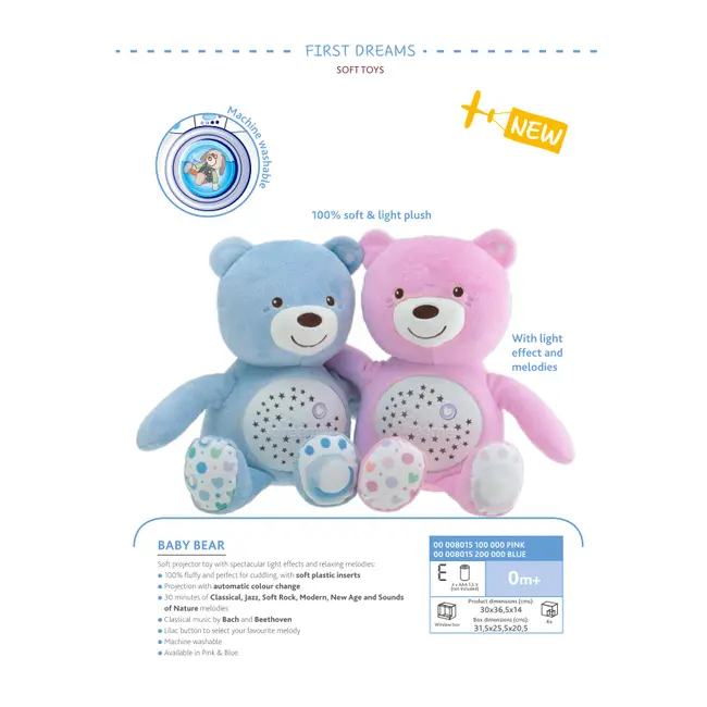 Jucarie cu proiectie Chicco Ursuletul bebelus, roz, 0luni+ CHC0801510-1