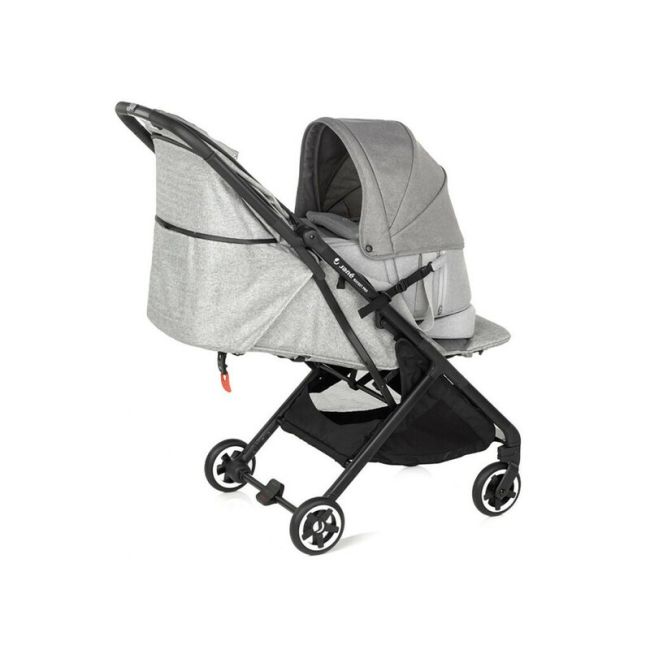 Landou portabil, Jane, Montare in carucior, Cu manere, Cu salteluta, 95% materiale reciclate cu protectie UPF50, 67x29.5x43 cm, 0-9 Kg, Dim Grey BYN8420421085912