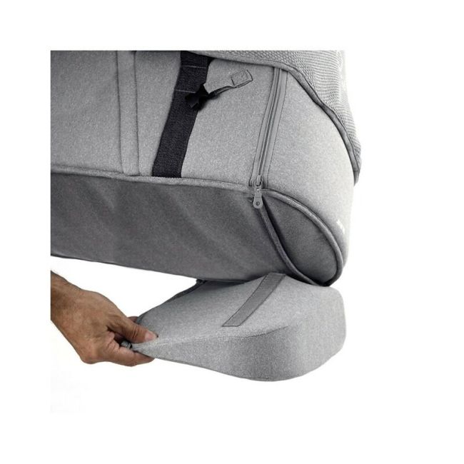 Landou portabil, Jane, Montare in carucior, Cu manere, Cu salteluta, 95% materiale reciclate cu protectie UPF50, 67x29.5x43 cm, 0-9 Kg, Dim Grey BYN8420421085912