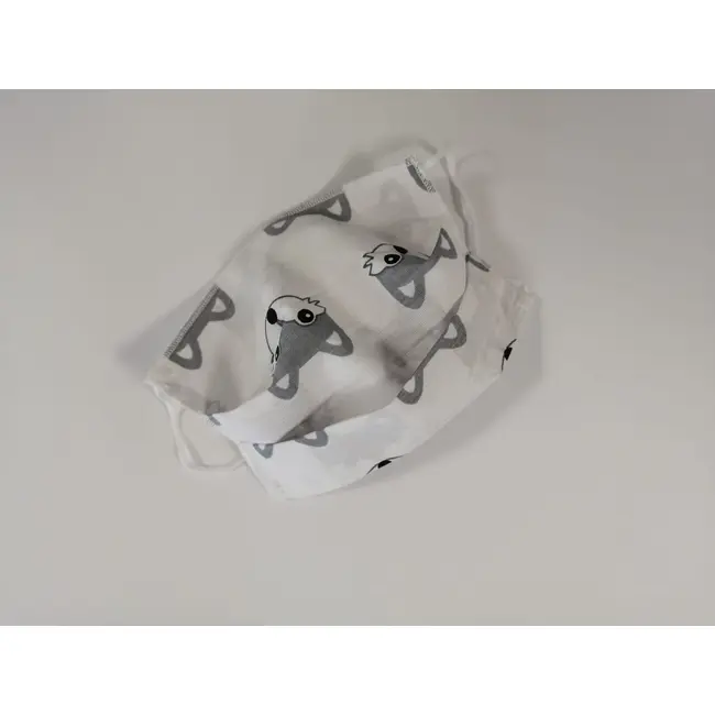 Masca textila cu pliuri, reutilizabila, 2 straturi, alb cu vulpite CHCKFM001_NISSA_ALB CU VULPITE