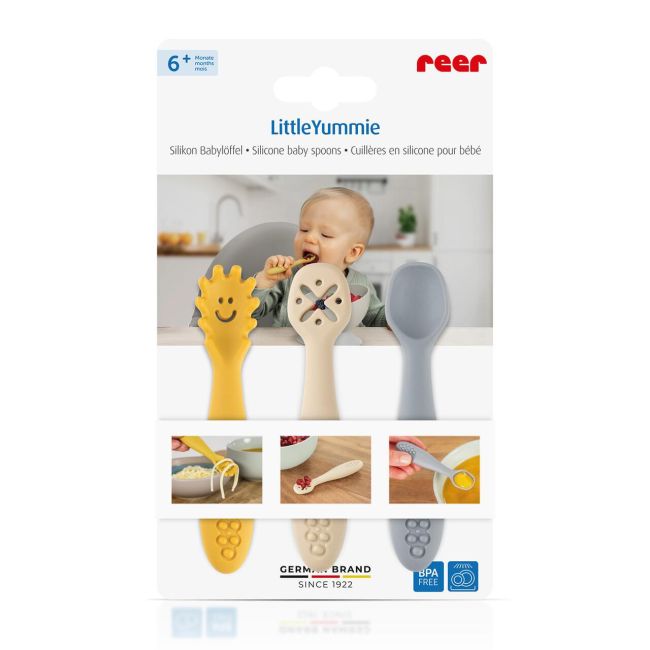 Set 3 lingurite din silicon LittleYummie, pentru bebelusi, 6+ luni, Reer 23072