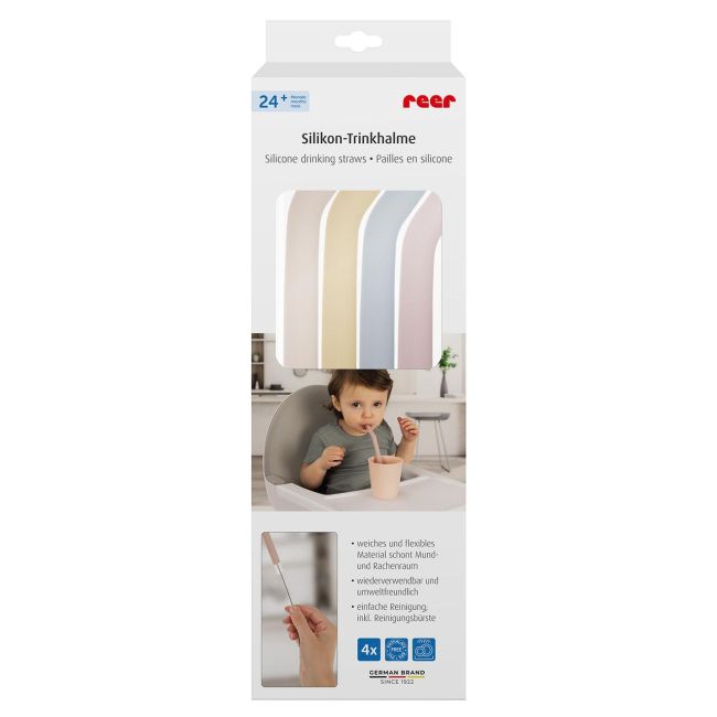 Set 4 paie de baut din silicon, cu perie de curatare, reutilizabile, 24+ luni, Reer 25092
