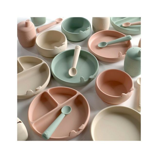 Set de masa, Jane, Din silicon, 2 piese, Cu bol si lingurita, BPA Free, Mint BYN8420421089330