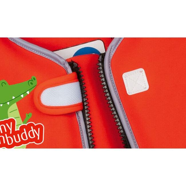 Vesta de inot pentru copii, ajustabila, 15–19 kg (2-3 ani), marimea S, rosie, cu imprimeu crocodil, Reer MySwimBuddy Swim Vest S, 66034