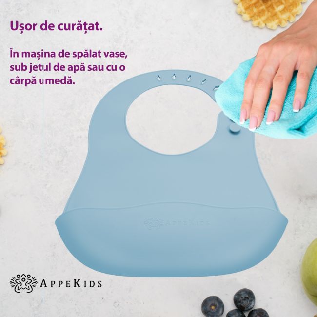Baveta din silicon, AppeKids - Aqua Blue KRTAK275381