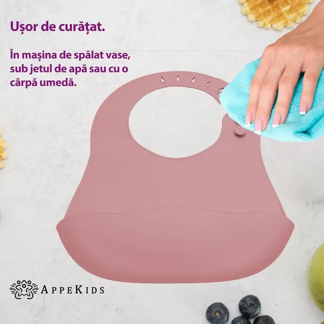 Baveta din silicon, AppeKids - Old Rose KRTAK275374