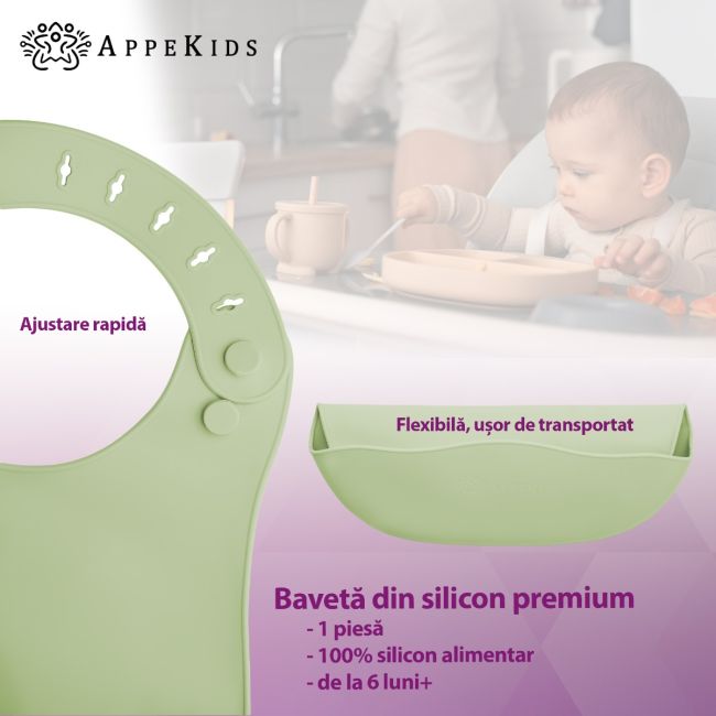 Baveta din silicon, AppeKids - Raw Green KRTAK275398