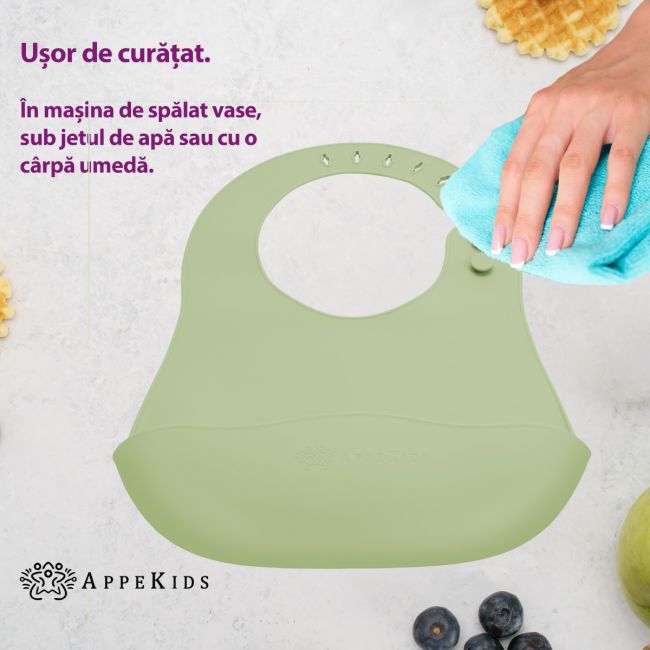 Baveta din silicon, AppeKids - Raw Green KRTAK275398