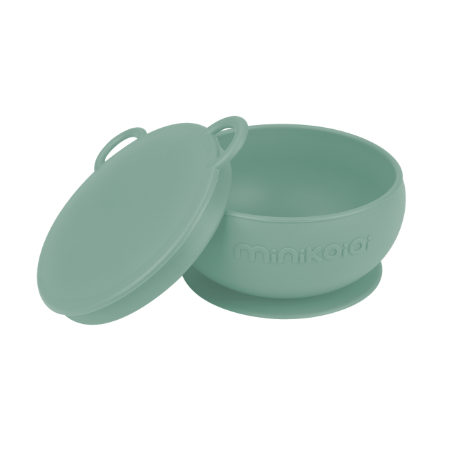 Bol Minikoioi cu Ventuza si Capac, 100% Premium Silicone – River Green KRT101080007