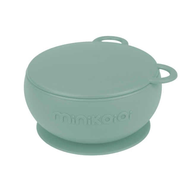 Bol Minikoioi cu Ventuza si Capac, 100% Premium Silicone – River Green KRT101080007