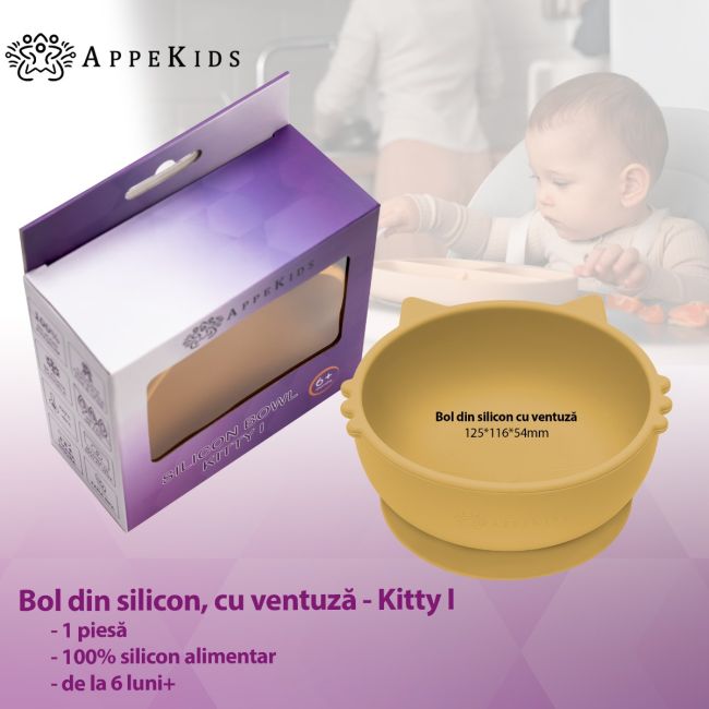 Bol din silicon, AppeKids, Kitty I - Honey KRTAK275213