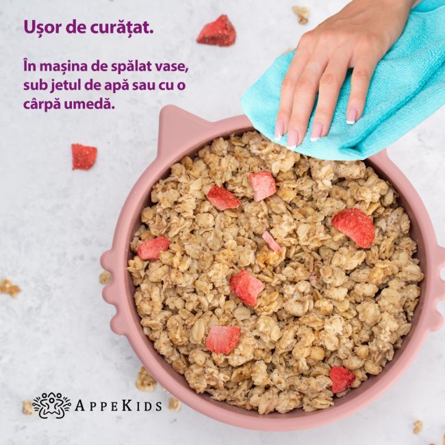 Bol din silicon, AppeKids, Kitty I - Old Rose KRTAK275220