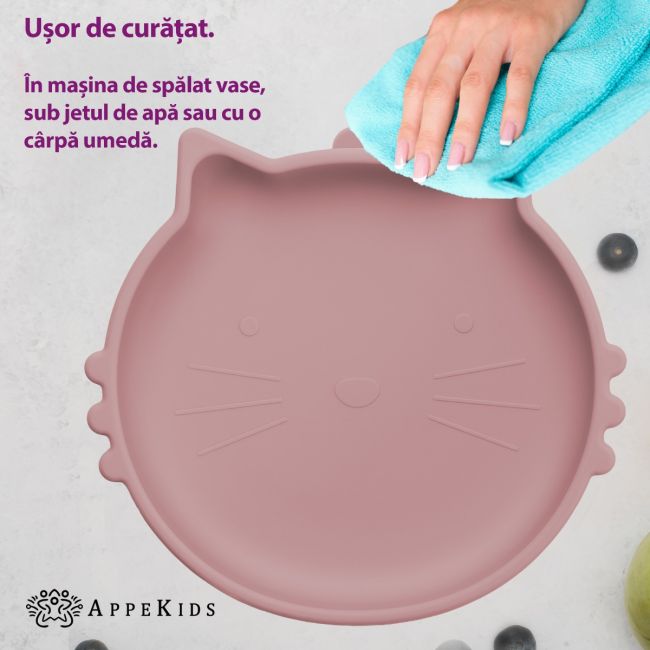 Bol din silicon, AppeKids, Kitty II - Old Rose KRTAK275275