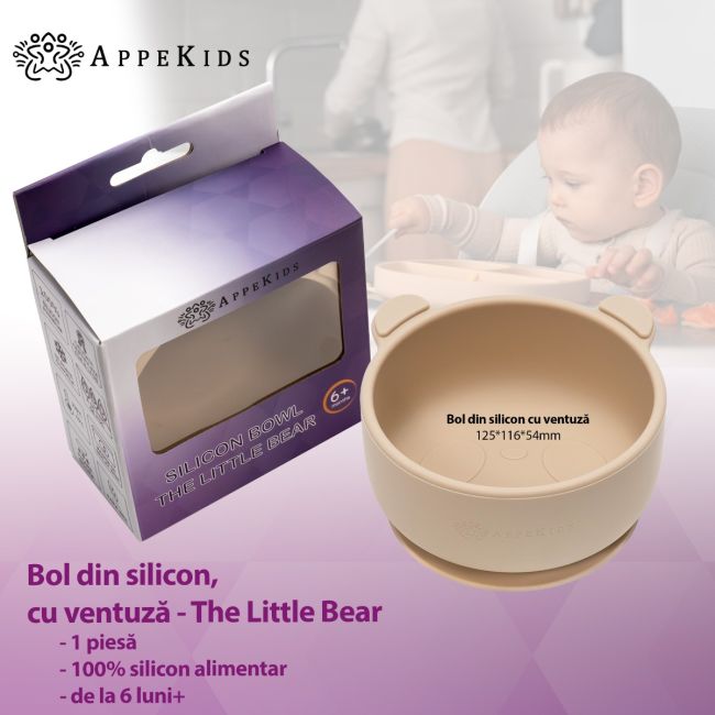 Bol din silicon cu ventuza, AppeKids, The Little Bear - Bubble Beige KRTAK275107