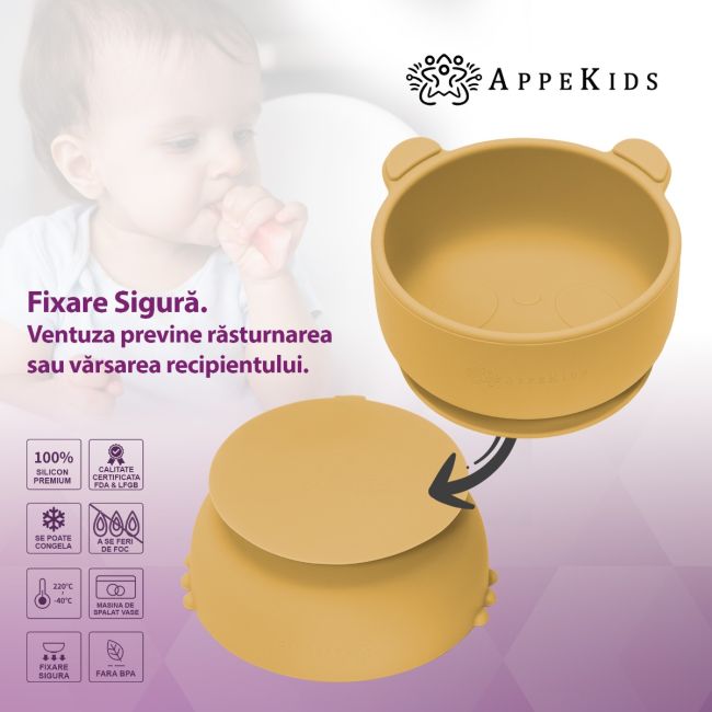 Bol din silicon cu ventuza, AppeKids, The Little Bear - Honey KRTAK275114