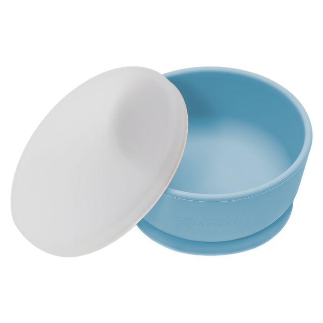 Bol din silicon cu ventuza si capac, AppeKids - Aqua Blue KRTAK275787