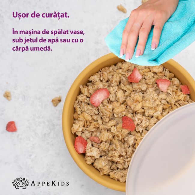 Bol din silicon cu ventuza si capac, AppeKids - Honey KRTAK275763