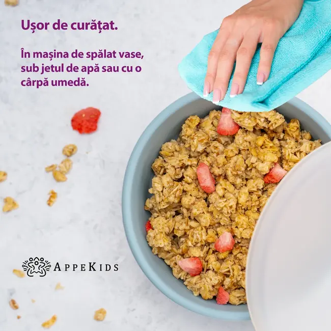 Bol din silicon cu ventuza si capac, AppeKids - Raw Green KRTAK275794